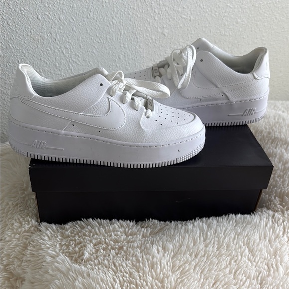 Nike Shoes - Nike Air Force 1 Sage Low White Leather Sneakers
